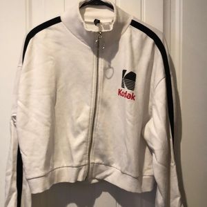 kodak cropped zip up sweater